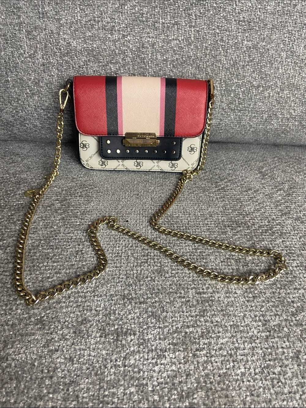 BCBGeneration Red, Pink & Cream Chain Strap Crossbody Bag